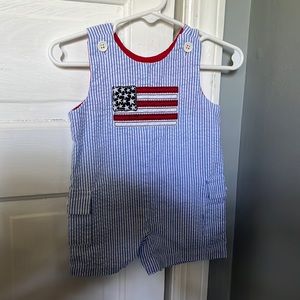 Like New American flag baby overalls 3/6 month